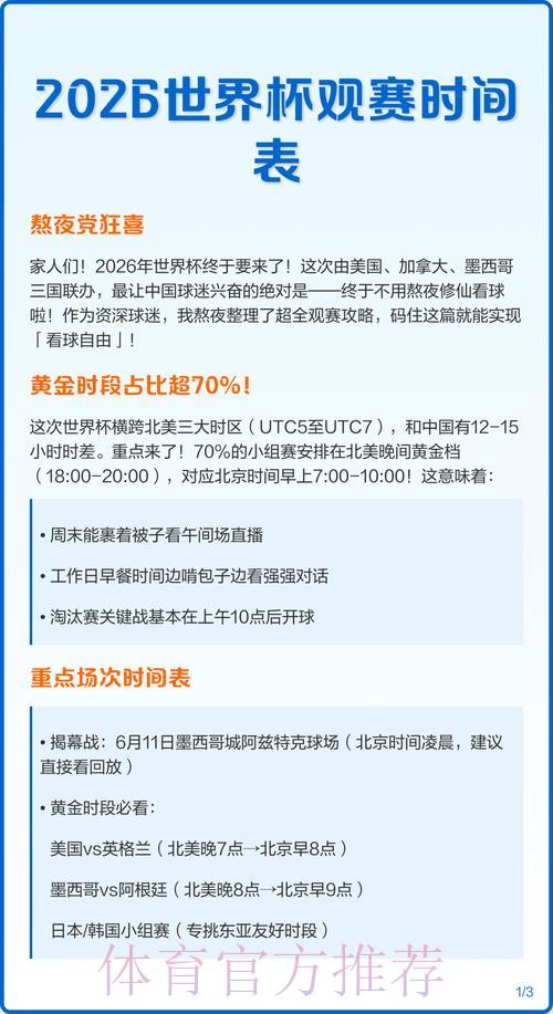 2026世界杯直播赛程时间表全览